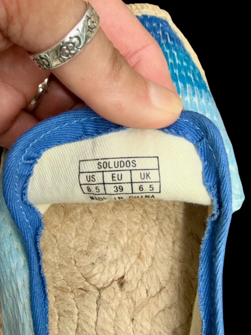 SOLUDOS Platform Espadrilles Blue Ombré 8.5 NEW